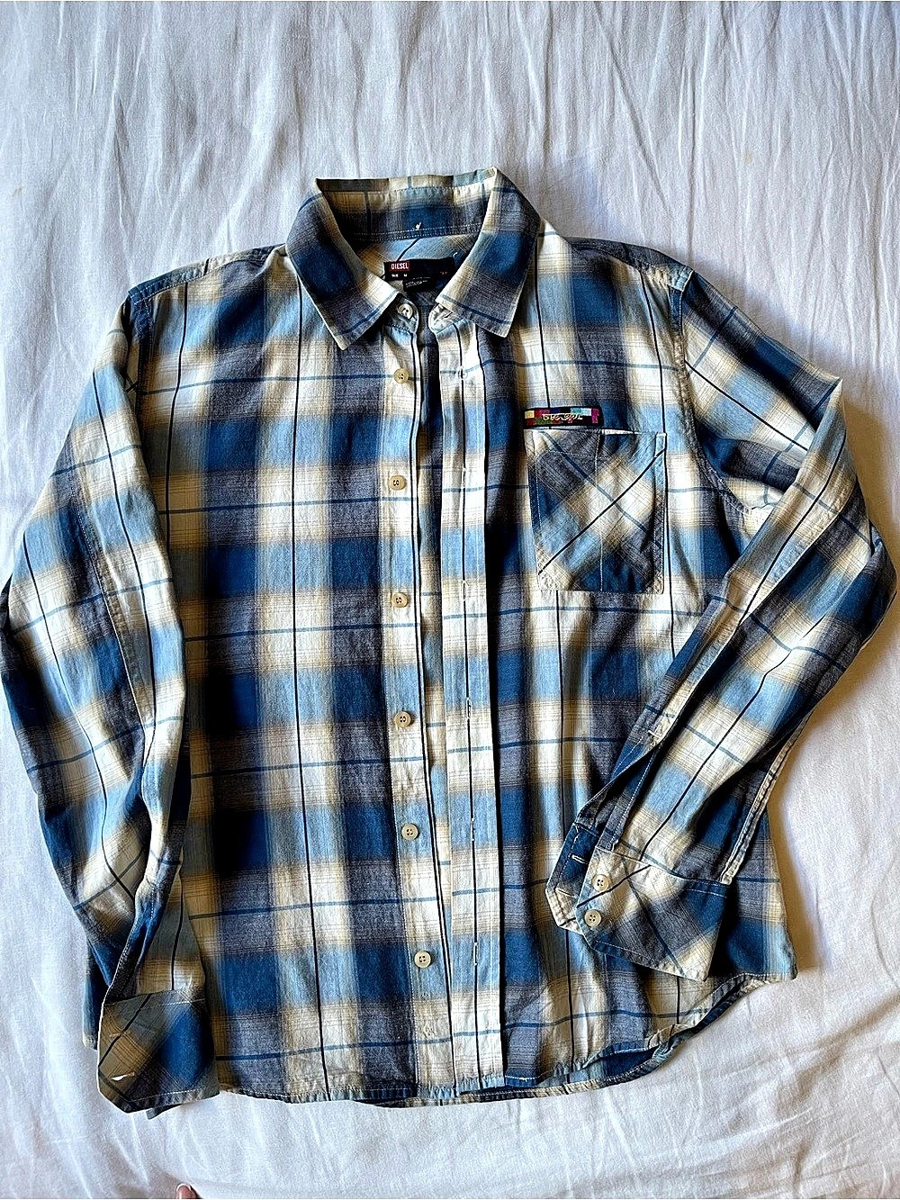 Diesel Plaid Cotton Shirt Size Medium